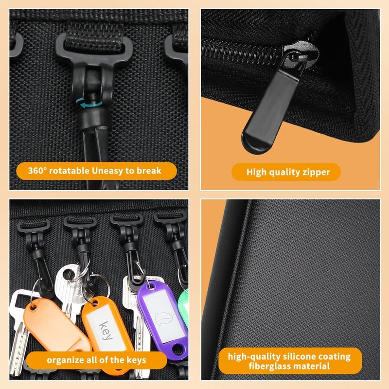 Sdstone Portable Zippered Key Organizer,Fireproof and Waterproof Key Binder with 24 Key Tags Key Case,Portable Manager, Landlord Zipper Key Storage for Real Estate Sales, Hotels - Image 5